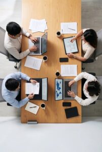 overhead, documentation, focused, work, symmetrical, laptop, papers, coffee, busy, productivity, desk, surface, textures, organization, employee, task, output, concentration, high-angle, office